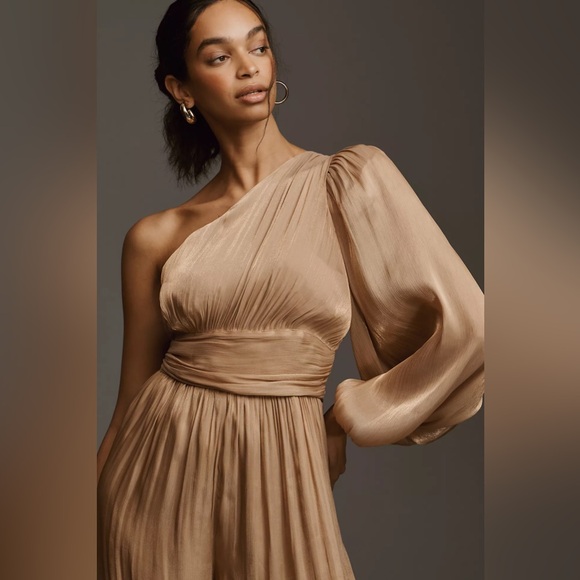 Anthropologie One-Shoulder Metallic Jumpsuit - Picture 4 of 13